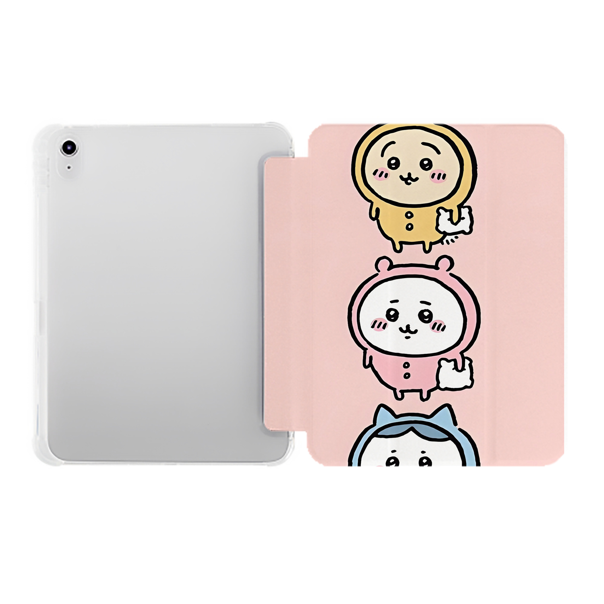 （画像用） ちいかわ Chii-kawa IPad ケース ペン収納付き 三つ折りスタンド PUレザー×シリコン 対応機種9.5/10.5/10.9インチ